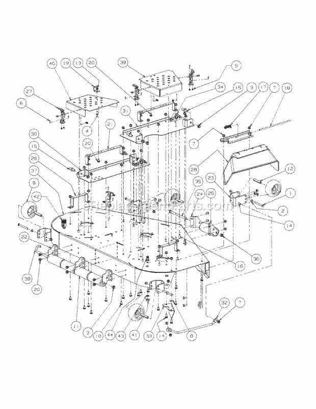 Fabricated Deck Assembly Diagram and Parts List for M54-KW 53AI8CTW750 Cub Cadet Sprayer